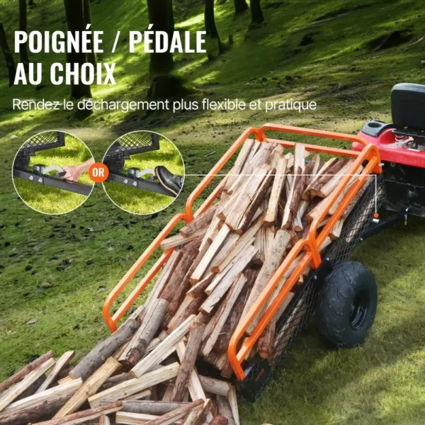 Remorque à benne basculante VEVOR - Capacité 680 kg - 0,4 m³