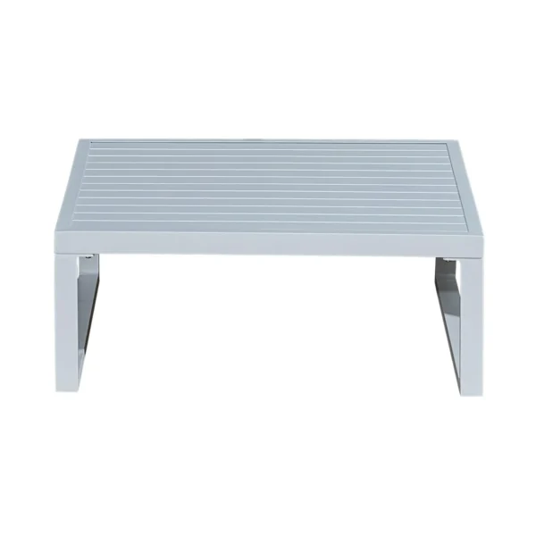 Salon de jardin en aluminium 4 places + pouf + table basse rectangle