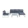 Salon de jardin en aluminium 4 places + pouf + table basse rectangle