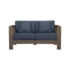 Salon de jardin 4 places en aluminium taupe et housse bleue