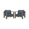 Salon de jardin 4 places en aluminium taupe et housse bleue