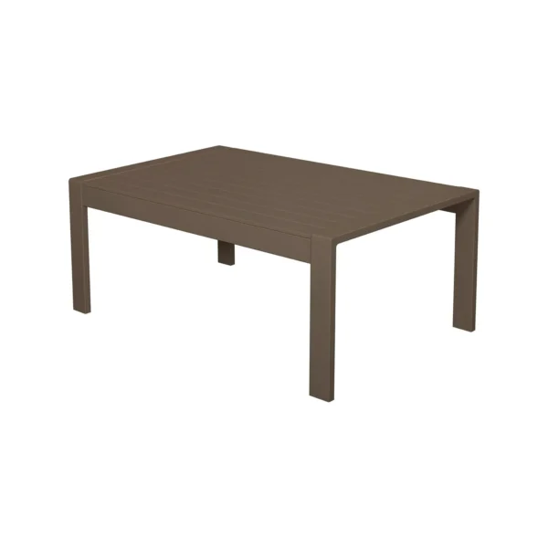 Salon de jardin 4 places en aluminium taupe et housse bleue