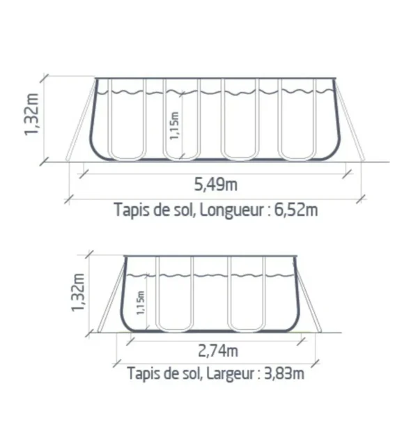 245729-1200-auto Piscine tubulaire rectangulaire Yzaki Style sans filtration - 5,49 x 2,74 x 1,32 m